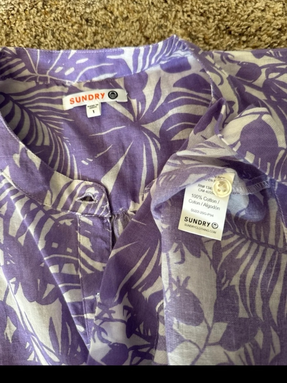 SUNDRY Palm Beach Henley in Bright Orchid size 1 or US Small - Picture 11 of 12